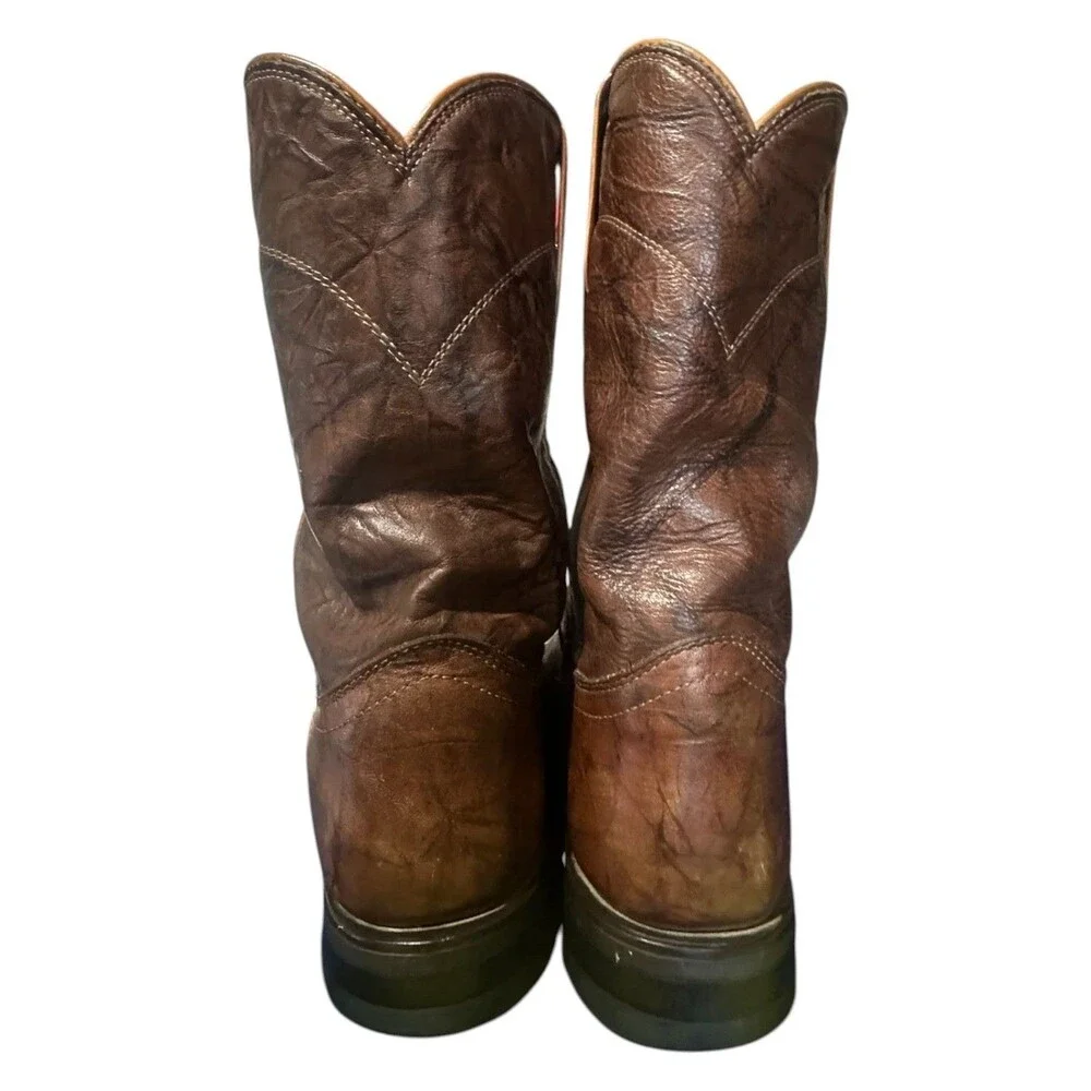 Justin Men's Jackson 10” Roper Boots Chestnut Marbled Style 3163 Sz 8.5 D Brown